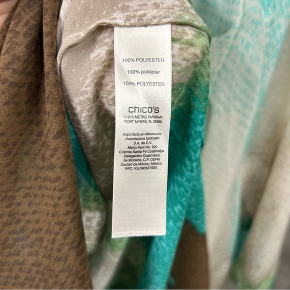 Chico’s button down blouse in size 2 or large in blue, green and brown ombre - Picture 7 of 8